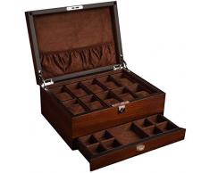 E guardare valletto box box cassetto 10 grande scatola di legno guardare box orologio vetrina multifunzione con blocco gioielli,Brown