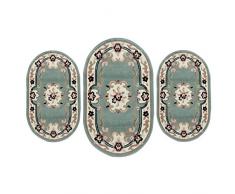 Carillo Set Parure Tappeto + Scendiletto 3 pz Tappeti ovali Chinese Garden Dis.2038 P428 Verde