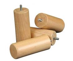 Set di 4 piedini da letto in legno massiccio Lucky. Vernice naturale. Altezza 15 cm.