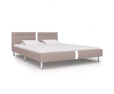 Gawany Struttura Letto Giroletto Singolo Matrimoniale Moderno in Ecopelle con Luce LED 90/120/140/160/180x200 cm,Letto in Ecopelle,Letto Moderno,Letto Piazza e Mezza,Letto con Doghe,Letto con Luce