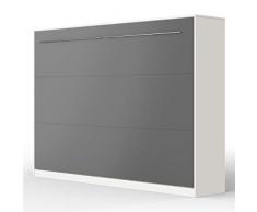 SMARTBett Standard 140x200cm Orizzontale Bianco/Antracite | Letto A Scomparsa, Letto A Muro, Letto A Parete, Letto Ribaltabile, Latto Armadio