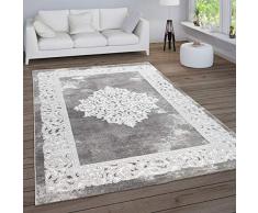 Tappeto Soggiorno Vintage Pelo Corto Orientale Ornamenti Bordatura Moderno, Dimensione:140x200 cm, Colore:Grigio