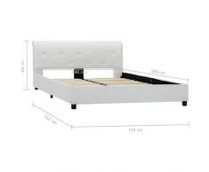 BIBI RELAX Letto Matrimoniale Imbottito in Ecopelle Bianco 100/% Made in Italy Telaio Ideale per Tutti i materassi 160 x 190 cm: Memory Foam Lattice o a Molle Poliuretano Testiera Imbottita