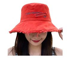 Cappello da pescatore Cappello da spiaggia in denim elegante cappello da sole casual uomo donna moda signora cappelli da baseball cappello armadio, Rosso, Etichettalia unica