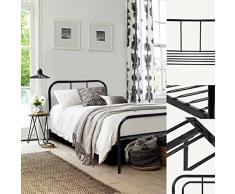 Telaio del letto di metallo Coavas 3 piedi del bambino singolo o adulti Solid Bedstead base con 2 testata nero
