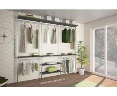 Alucabina Cabina armadio su misura con montanti autoportanti, di alta qualità. L. da 180 a 300 cm, H. fino a 310 cm. MADE IN ITALY. (FDL_CA12)