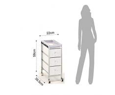 Wink Design Baldo 3/C Cassettiera con Ruote, Legno, Bianco, 22x39.5x58 cm