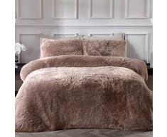 Sleepdown Set di biancheria da letto con copripiumino in pelliccia sintetica di visone, super morbido, facile da pulire, 1 pezzo super king size (220 x 260 cm)