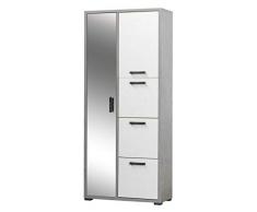 3610OSB Montato Armadio 2 Ante + 3 ante a ribalta portascarpe scocca spessore 25mm ante spessore 16mm 75,3L x 175H x 33P scocca finitura Ossido ante finitura Bianco Cemento