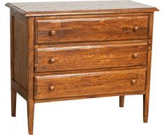 Biscottini Cassettiera legno massello 100x48x85 cm | Cassettiera shabby chic bianca | Como cassettiera vintage 3 cassetti | credenza vintage