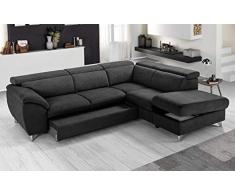 Dafne Italian Design Divano letto angolare Tessuto romeo nero Penisola a destra