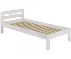 Erst-Holz Solido Elegante Letto Bianco in Pino massello 100x200 con doghe rigide 60.64-10W