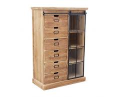 Milani Home s.r.l.s. cassettiera con Anta Scorrevole per Salotto Soggiorno Cucina di Design Industrial cm 82 x 39,5 x 123 h