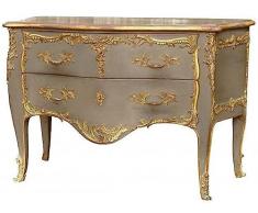 Casa Padrino cassettone barocco con 2 cassetti grigio antico/oro - Cassettone in legno massello fatta a mano in stile barocco - Mobili barocchi fatti a mano - Nobile e Magnifico