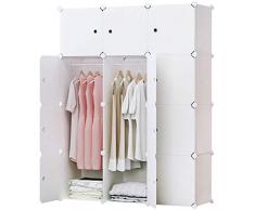 BRIAN & DANY Armadio Modulare con 12 Cubi, Scaffale Componibile con Ante, Guardaroba Organizzatore Economico, stanzino Combinato in Plastica, 111x 47x 148 cm