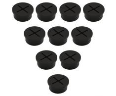 Uenhoy 16 pezzi di gomma cavo passacavo 1 pollice nero gommini filo di gomma copertura foro per scrivania tavolo TV armadio, gestione cavi organizzatore cavo passando attraverso passerella