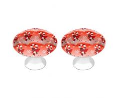 2 Pezzi Pomelli in Cristallo Per Cassetti e Armadio Maniglie Rotonde Manopole in Acciaio Inox per Mobili Comò Guardaroba Scettro di Natale rosso