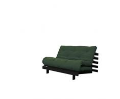 Karup ROOTS 140 CM,un divano, un letto con futon verde su legno tinto wengè