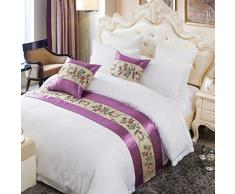 OSVINO Stile Cinese Palazzo Runner Letto Lusso retrò Poliestere Decorazione Jacquard Splendido Elegante Anti Polvere Trapuntato Casa Camera Albergo Hotel, Porpora 210 x 50cm per 150cm Letto