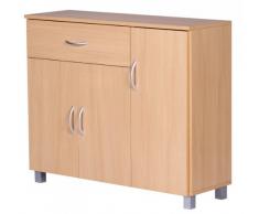 Credenza JARR in faggio con 1 cassetto 3 Ante 90 x 75 x 30 cm. Comò di Design in Legno. Armadio del corridoio con Maniglie