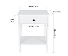 HOMFA Set di 2 Tavolini Bassi da Divano in Legno Bianco con Cassetto, Comodino da Letto Armadietti Cassettiera Tavolino Basso da Caffè per Salotto 46 × 35 × 60cm