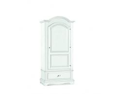 Mar.c.a. Design Armadio con 1 Anta, Stile Classico, Cappello Gendarme, colore Bianco opaco - Mis. 96 x 56 x 196 cm.
