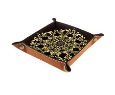 Oro modello circolare, Valiera Vassoio Desktop Storage Organizer PU Cuoio Dice Vassoio Comodino Vanità Vassoio per Telecomando Chiavi Moneta Gioielli