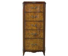 Casa Padrino cassettone barocco di lusso con 5 cassetti marrone chiaro/marrone 56 x 36 x H. 128 cm - Mobili Barocchi