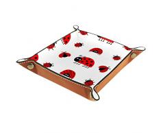 Bianco Rosso Coccinella Vassoio di Cuoio Comodino Vassoio di Immagazzinaggio Gioielli Uomo Donna Scatola Portachiavi Portafoglio Coin Box Viaggio PU Valet Tray