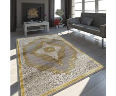 Tappeto Orientale Moderno Effetto 3D Ornamenti Mélange Grigio Oro Crema Brillante, Dimensione:80x150 cm