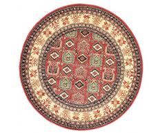 RugVista, Kazak Simav, Tappeto, Pelo Alto, ∅ 200 cm, Rotondo, Tappeto Oriental Ziegler, Oeko-Tex Standard 100, Polypropylene, Corridoio, Camera Da Letto, Cucina, Soggiorno, Rosso / Ruggine, Multicolore