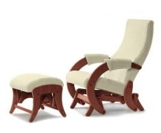 Lounge X Windjammer - Poltrona per Allattamento, con Pouf, Poltrona Relax a Dondolo, Colore Grigio Chiaro, Sedia per Camera da Letto, Soggiorno, Giardino o Sala dei Neonati,