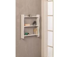 spaceshop Libreria Piattaia in Legno Colore Bianco 60x15x70 cm 3 Piani