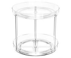 Relota 360° Portaspezie Girevole, Porta Spezie per Cucina 2 Ripiani Piatto Girevole Trasparente Piccolo, Vassoio Girevole Organizer Girevole Multifunzionale per Armadi Dispensa Piani Lavoro
