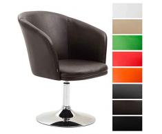 CLP Poltroncina Lounge Arcade Girevole in Similpelle – Poltrona Bar Sofa Ufficio Girevole Sedia Loft Imbottita con Braccioli, Seduta 43 cm Marrone