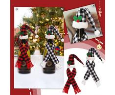 Generic 2PCS Decorazioni di Natale Tavolo da Cucina Top Dress Up Puntelli Plaid Set Set di Bottiglie di Rosso Borsa per Bottiglie di Bottiglie Vetro Piccole Liquore (#01-Red, One Size)