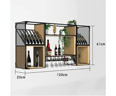 Z&HAO Vetrinetta Da Parete Per Vino Da Parete In Ferro Battuto In Ferro Battuto Per Bar Ristorante, 120 * 61 * 25Cm