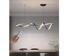 LED Lampada a sospensione Tavolo da pranzo Lampadario Dimmerabile nero Spiral Design L116cm Lampade Sala da pranzo Lampada con Telecomando Lampadari per Soggiorno Cucina Ufficio (C 55W)