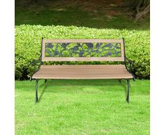 vidaXL Panchina da Giardino XL con Schienale con Rose Ghisa Panca per Esterni