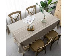 Pahajim Tovaglia Rettangolare Tovaglia di Cotone Antimacchia Tovaglia di Lino Lavabile Design a Frange Adatto cucina, Esterno, Tovaglia Natalizia(Marrone,Rettangolo/Ovale,140x240cm)