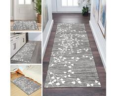 Antiscivolo Lavabile Tappeto Passatoia Salotto Cucina 50x150cm Vintage Grigio Tappeti Runner per Corridoio Ingresso, Larghezza 40/ 50/ 60/ 70/ 80/ 90/ 100/ 120cm