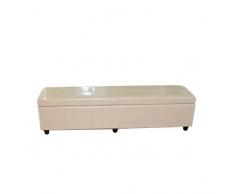 Mendler Panca Contenitore Kriens XXL Pelle e Ecopelle 180x45x45cm Avorio