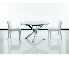 Bontempi Tavolo Barone rotondo e allungabile, Cristallo Laccato Nero Lucido