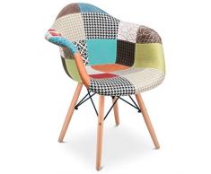 MC Haus Aura Pack 2 poltrone Vintage sedia da pranzo cucina Design Patchwork Multicolore, M