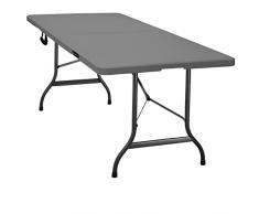 CASARIA Tavolo da Giardino Portatile 183x76cm in Plastica 8 Persone Terrazza Balcone Tavolo da Campeggio Pieghevole