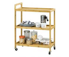 SoBuy Carrello portavivande Carrellino Cucina salvaspazio in Legno massello di bambù Portata Fino a 45 kg (FKW34-B-N)