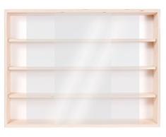 Alsino V60.4 Vetrina espositiva | 60 x 39 x 8,5 cm | in Legno di Betulla Non trattato | 4 Ripiani | 2 Ante plexiglass scorrevoli | Modellismo | Collezionismo | Scala N e H0