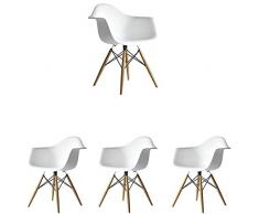 N/A Set di 4 sedie da Cucina Moderne Sedie da Pranzo scandinave Chaise Longue Sedie da caffè Sedia Laterale Design retrò con Gamba in faggio Massiccio (Bianco)