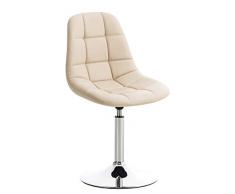 CLP Sedia Lounge Emil In Similpelle I Sedia Sala Da Pranzo Imbottita Base In Metallo Cromato I Sedia Sgabello Moderna Girevole, Colore:crema