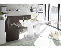 Mystylewood Olga - Panchina angolare con tavolo a colonna, colore marrone, imbottito, in ecopelle, facile da pulire, struttura in legno stabile, 128 x 168 l